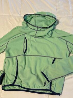 Free People Mint Green Fleece Hoodie with Contrast Trim